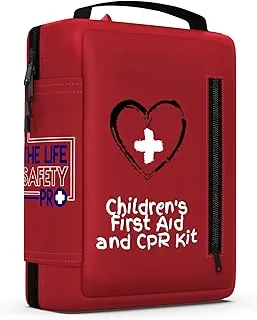 Kit de primeros auxilios portátil para niños con protector de RCP - Ideal para el hogar, coche, escuela, campamento y como botiquín de primeros auxilios de viaje. Vendajes sin látex - Guía de primeros