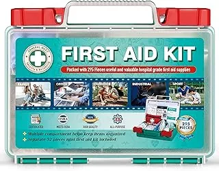 Kit de primeros auxilios profesional General Medi de 295 piezas - Caja de primeros auxilios con estuche rígido - Contiene suministros médicos premium para viajes, hogar, oficina, vehículo, acampada