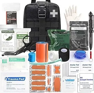 Kit de Trauma Ifak, 74 Piezas de Suministros Tácticos de Primeros Auxilios Mejorados, Bolsa Molle Ifak Rip Away Suministros de Repuesto para Supervivencia, Campamento, Senderismo, Viajes