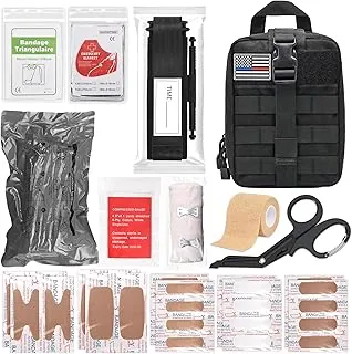 Kit de trauma IFAK de 41 piezas con torniquete, vendaje israelí de 4 pulgadas, kit táctico de primeros auxilios para automóvil, campamento, senderismo y viajes con bolsa Molle