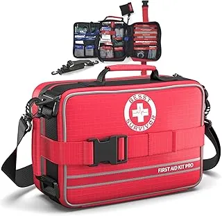 Kit integral de primeros auxilios para el hogar, kits de trauma de emergencia premium con correa para el hombro para equipo de campamento en automóvil, kit de supervivencia impermeable, artículos
