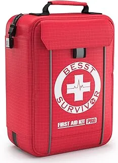 Kit profesional de primeros auxilios para trauma - Compartimentos etiquetados de grado militar y sistema MOLLE para emergencias en el lugar de trabajo, al aire libre, en el automóvil, en el barco, en
