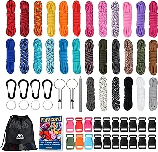 Kits de combinación de paracord - 550 tipo III de cordón de paracaídas - Kits de manualidades de pulsera, cuerda de supervivencia para hacer cordones, collar para perro, pulsera