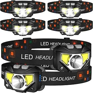 LHKNL Linterna frontal, paquete de 6 luces LED ultra brillantes recargables con luz blanca y roja, lámpara de cabeza con sensor de movimiento impermeable, 8 modos para acampar al aire libre, correr, ciclismo, pesca
