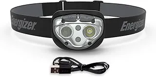 Linterna de cabeza Energizer PRO-400 recargable, linterna recargable resistente al agua IPX4, lámpara de cabeza ultra brillante con múltiples modos de luz, para acampar, correr, al aire libre, luz de