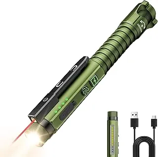 Linterna EDC recargable, linterna pequeña de 800 lúmenes con clip magnético y base, linterna LED de 11 modos, rompedor de vidrio y abridor de botellas, linterna USB-C para trabajo, hogar y