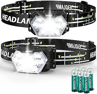 Linterna Frontal LED de 2000 Lúmenes 9 LED Paquete de 2, Lámpara de Cabeza Ultra Brillante con 6 Modos, Luz de Cabeza Impermeable IPX5, Linterna de Cabeza Ligera para Correr, Caminar de Noche