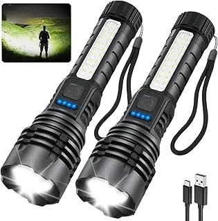Linternas Recargables de Alto Lúmenes, 7Modo Super Brillante para Acampar, Luz Táctil Ajustable de Alta Potencia, Linternas LED para Emergencias en el Hogar, Regalos de Navidad y Rellenos de Medias