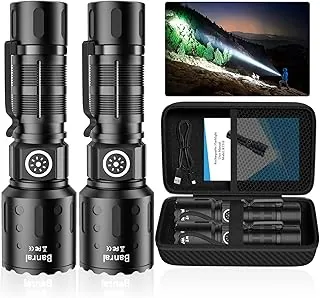 Linternas recargables de alto lúmenes, LED súper brillante, pequeña y potente linterna táctica con función de memoria, 6 modos de bolsillo, luz de flash impermeable para el hogar, campamento, automóvil, emergencia, regalos para hombres
