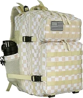 Lovelinks21 Mochila de asalto táctico de 45L paquete de asalto de 3 días con mochila impermeable Molle para mochilas tácticas, Tartán beige, Grande, Deporte