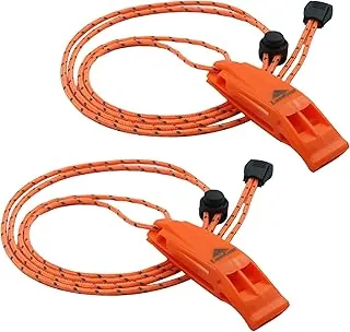LuxoGear Silbatos de emergencia con cordón de seguridad, silbato de supervivencia, para kayak, chaleco salvavidas, chaqueta, barco, pesca, barco, camping, senderismo, caza, rescate, señalización de rescate, niños, salvavidas de plástico, paquete de 2