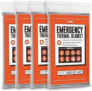 Mantas térmicas de emergencia, paquete de 4, kit de supervivencia de manta de Mylar espacial