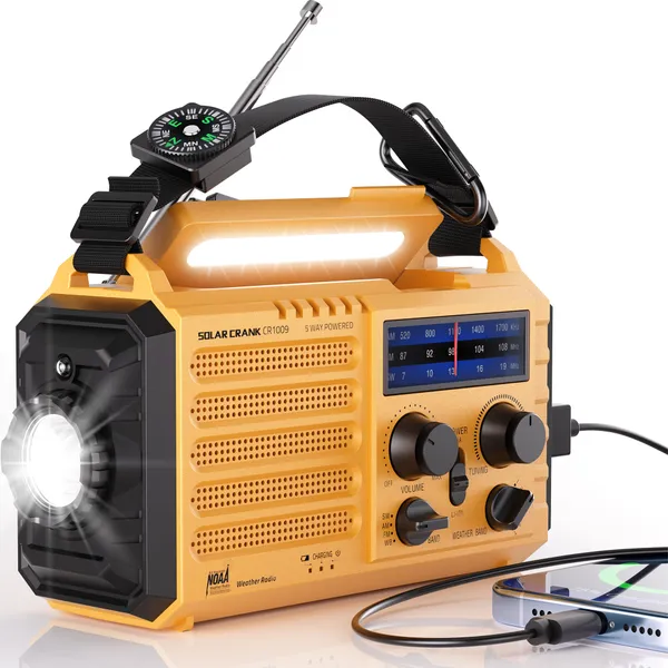 Mesqool Rádio Emergência Solar com Manivela