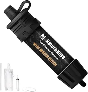 Mini Filtro de Agua NatureNova Sistema Portátil de Filtración de Agua de Emergencia para Senderismo, Camping, Popote, Equipo de Supervivencia, Preparación de Emergencia
