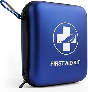 Mini kit de primeros auxilios, 163 piezas de kit médico pequeño, suministros de primeros auxilios de emergencia y kit de supervivencia con carcasa dura, perfecto para viajes, hogar, al aire libre, oficina, campamento, senderismo