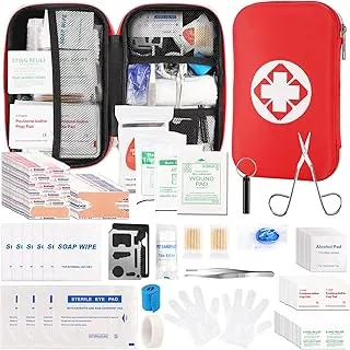 Mini kit de primeros auxilios de viaje, kit de emergencia con 201 piezas de suministros de primeros auxilios y bolsa compacta impermeable, kit médico de supervivencia para el hogar, coche, oficina, camping, senderismo