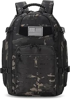 Mochila táctica de 35L para hombre, mochila militar resistente, paquete de asalto de 3 días, mochila Molle, mochila de senderismo (BlackMix)