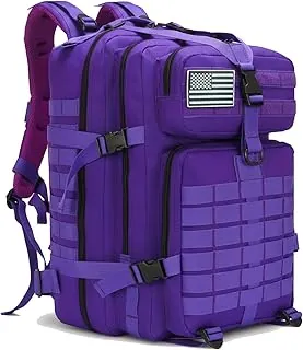 Mochila táctica militar de 45L para hombres y mujeres, mochila de emergencia, paquete de asalto Molle, mochila de día, para senderismo, excursionismo, rústica (45L púrpura)