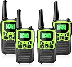 MOICO Walkie Talkies para adultos con 22 canales FRS, linterna LED, pantalla LCD de escaneo VOX, radios Walkie Talkie familiares de largo alcance para senderismo, campamento y viaje (verde)