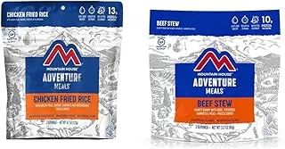 Mountain House Arroz frito con pollo (2 porciones) | Comida liofilizada para mochileros y campamentos | Estofado de carne sin gluten y Mountain House (2 porciones) | Comida liofilizada para mochileros