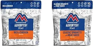 Mountain House Arroz y pollo | Alimentos liofilizados para mochileros y campamentos, 2 porciones, espaguetis clásicos y sin gluten con salsa de carne, alimentos liofilizados para mochileros y
