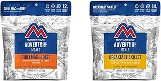 Mountain House Chili Mac con carne de res, alimentos liofilizados para mochileros y campamentos, 2 porciones + sartén de desayuno Mountain House | Alimentos liofilizados para mochileros y campamento |