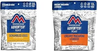 Mountain House Huevos revueltos con tocino de una sola porción y cremosos macarrones y queso 2 porciones liofilizados para mochileros y camping