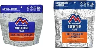 Mountain House Pad Thai con pollo | Alimento liofilizado para mochileros y campamento | 2 porciones | Sin gluten + Mountain House Beef Stroganoff con fideos | Alimentos liofilizados para mochileros y