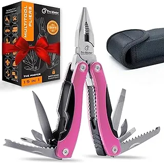 Multiherramienta Rosa 15-en-1 para Mamá, Esposa, Hija, Abuela, Alicates de Multiherramienta EDC Práctica, Cuchillo de Bolsillo con Bloqueo de Seguridad, Excelente para Senderismo, Camping