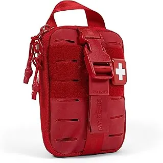 My Medic Sidekick - Kit de primeros auxilios para acampar y senderismo - 70 artículos - Elegible para HSA y FSA - Ifak pequeño ideal para viajes o motocicleta - Kit de emergencia portátil - Rojo