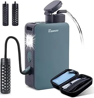 NAWAZA Filtro de agua eléctrico para campamento y supervivencia, sistema de filtración de agua portátil, filtro de agua de 0.01 micrones, alta capacidad de 5200 mAh para senderismo, mochileros y emergencias