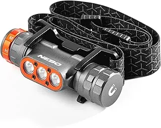 NEBO Transcend 1500 Linterna Frontal Recargable | 1,500 Lúmenes, 5 Modos de Luz, Lámpara de Trabajo Magnética Desmontable, Impermeable, Luz LED Brillante para Senderismo y Campamento, Incluye Cable de