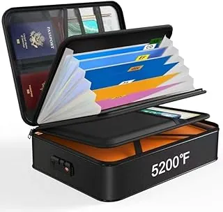 Noiposi Organizador de Documentos con Aislamiento Térmico de 5200°F, 15.0"x11.0"x4.3" Caja de Documentos Resistente al Agua e Ignífuga, Caja de Almacenamiento Segura Portátil para Casa y Viajes para