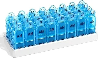 Organizador de pastillas mensual AM/PM - Pastillero de 30/31 días con código de color y número, con tapas seguras, diseño libre de BPA y apto para viajes | Compartimentos grandes para vitaminas