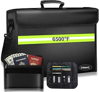 Organizador grande de documentos ignífugo de 6500°F con cerradura, 10 capas aisladas con calor y cremallera impermeable, capas de carpeta/cartera extraíbles, almacenamiento portátil seguro para viajes