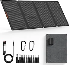 Paneles solares portátiles de 50 W, cargador de panel solar plegable IP68 impermeable con puertos USB-A y USB-C, salida de 18 V CC para pequeña estación de energía al aire libre, campamento, caravana