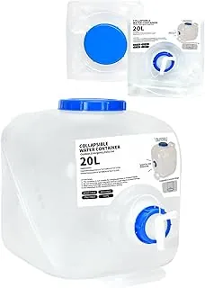Paquete de 1 contenedor de agua plegable de 5.3 galones, contenedor de agua para acampar con espita, contenedor de agua plegable portátil para almacenamiento de agua para exteriores, viajes de emergencia