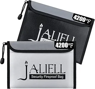 Paquete de 2 bolsas de dinero ignífugas (9.5 x 6.5 pulgadas), bolsa impermeable ignífuga que no pica con cremallera, pequeña bolsa de dinero a prueba de fuego para efectivo, objetos de valor