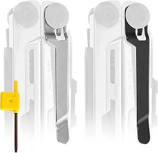 [Paquete de 2] Clips de bolsillo de acero inoxidable - Ajuste perfecto para multiherramienta Leatherman Signal - 1 negro + 1 plata/metal - Añade o reemplaza el clip de cinturón roto en cuestión de