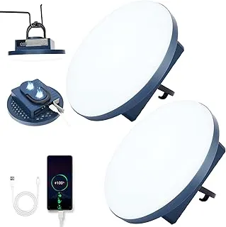 Paquete de 2 luces de campamento de 12000 mAh, luz de tienda de campaña de 42 W, linterna portátil, linterna LED para campamento, luces de toldo al aire libre, linternas para cortes de energía, equipo de emergencia impermeable para huracanes