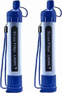 Paquete de 2 popotes de filtro de agua – Dispositivo purificador de agua – Portátil de supervivencia personal de filtración de agua – para kits de emergencia actividades al aire libre y senderismo
