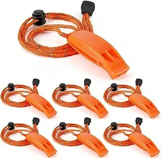 Paquete de 6 silbatos de emergencia, silbatos de supervivencia de seguridad con cordón reflectante ajustable, silbatos súper fuertes para navegación, natación, kayak, supervivencia en el agua