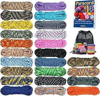 Paracord 550 Combo kit, cuerda de paracaídas de 10 pies (3 m) con 24 colores y con instrucciones, cuerda multifuncional para hacer pulseras de paracord, cordón, collar para perro, idea para