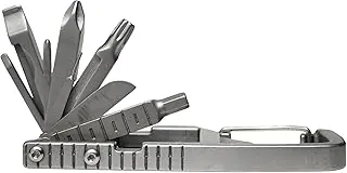 PELZ Mosquetón multiherramienta 12 en 1, kit de herramientas plegable, llavero multiherramienta, destornilladores, abrebotellas, soporte para teléfono para campamento, senderismo, uso diario
