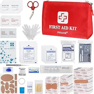 Pequeño kit de primeros auxilios, 150 piezas con manta de aluminio y tijeras, mini bolsa de primeros auxilios para emergencias, hogar, campamento, viajes, deportes, oficina, al aire libre, automóvil