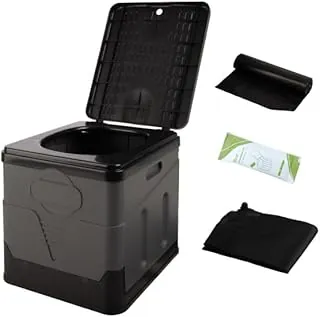 Portable Toilet for Adults - 330lb Capacity Portable Camping Toilet for Adults with Lid - Folding Travel Potty for Car Roadtrip, Beach, Hiking, Camp, Emergency - Camping Essentials by Wakeman Outdoors