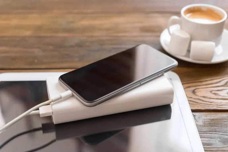 Powerbank cargando un smartphone durante un apagon