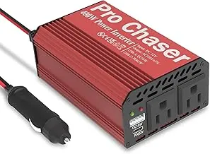 Pro Chaser Inversores de Potencia de 400W para Vehículos - Convertidor Inversor de Coche de CC 12v a 110v CA, USB-A, Puertos USB-C PD 65W, Adaptador CA Dual para Compresores de Aire Portátiles