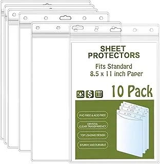Protectores de hojas Bird Fiy 10 paquete 8.5" x 11" impermeables resellables con cremallera, soportes para letreros de pared, protectores de página, fundas de plástico transparentes para fotos y