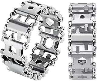 Pulsera multiherramienta 29 en 1 para hombres y mujeres, pulsera de herramientas de acero inoxidable multifuncional, banda de supervivencia de muñeca de utilidad para navegación, viajes, camping